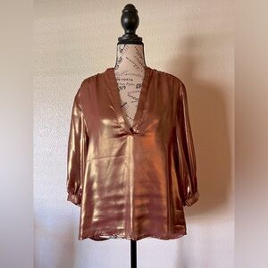 ANTHROPOLOGIE Metallic Bronze Pullover Blouse